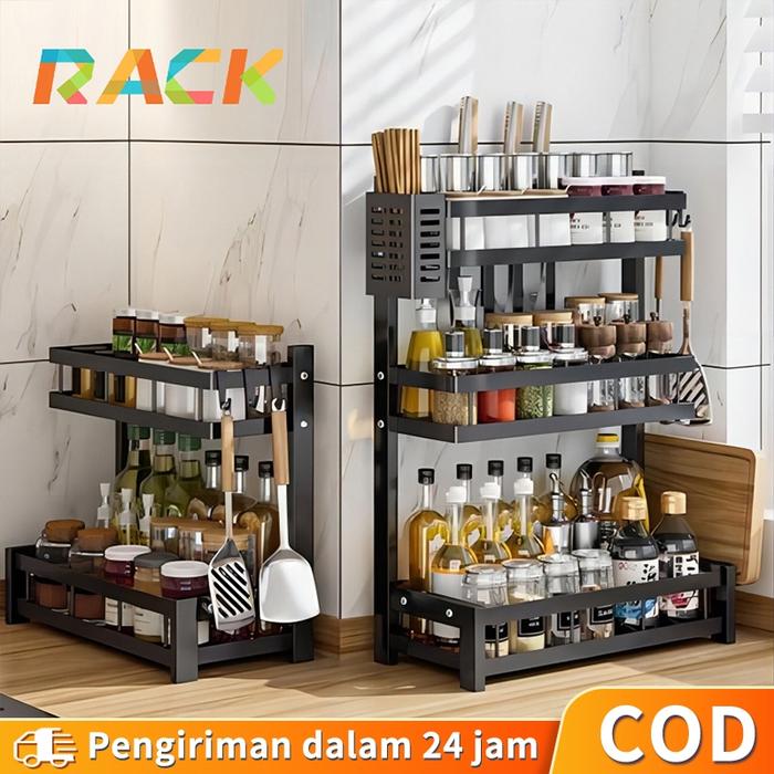 Rak Bumbu Susun Rak Bumbu Tempel Rak Bumbu Gantung Rak Bumbu Stainless hitam Rak bumbu awet dan koko
