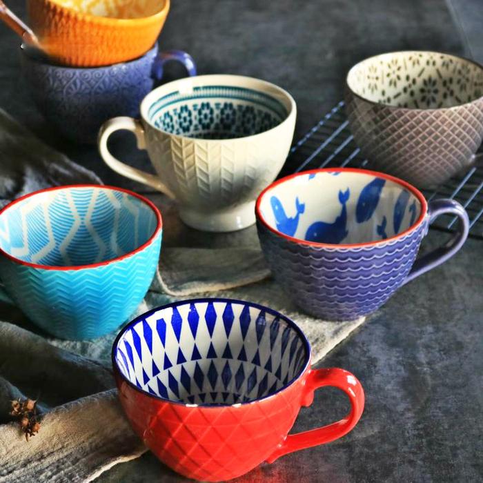 Ins Defect Retro Creative Nordic Embossed Personality Ceramic Mug