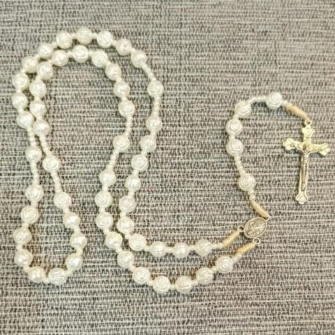 Yeraya Kalung Rosario Premium Mawar Pearl 8mm kalung doa rosario putih rosario mote mawar rosario ka