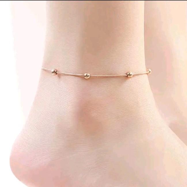 Gelang Kaki Wanita Titanium Asli Biji Lada Silver Emas Hadiah Pria
