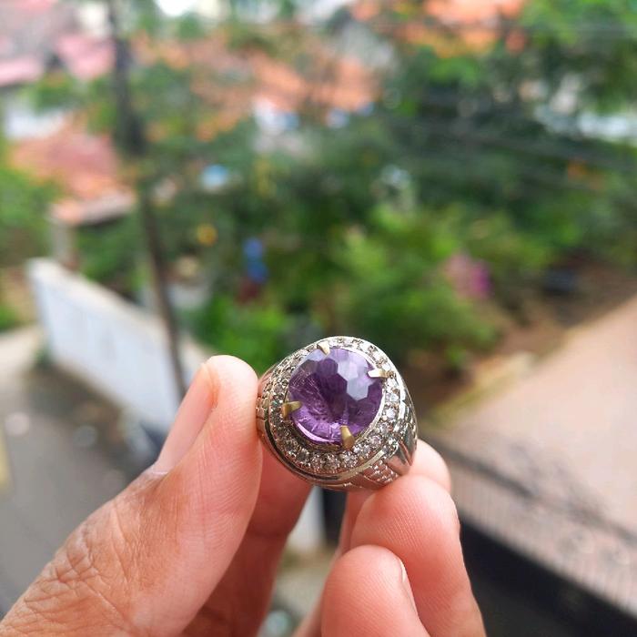 cincin batu kecubung cutting super keren