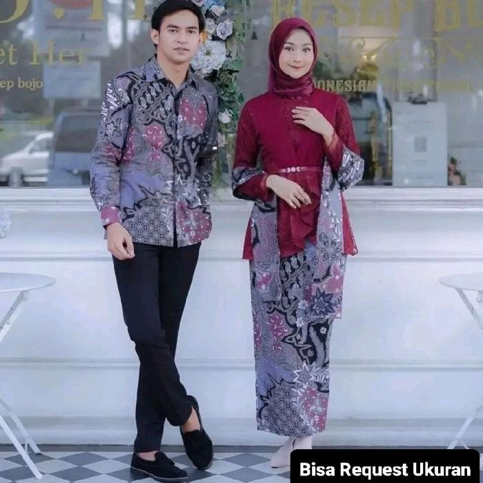 SET KEBAYA AVEENA MARON ORI COUPLE KEMEJA PREMIUM / CUSTOM ANAK & SUPER JUMBO / BAJU SETELAN SERAGAM