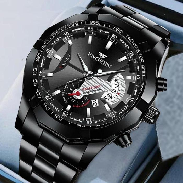Best_Choice Jam Tangan Pria Fngeen Dial Besar Tahan Air Jam Tangan Cowok Stainless Steel Anti Karat 