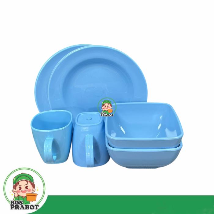 Paket Piring Mangkok Gelas ISI 6PCS / Piring Semi Melamin / Mangkok Semi Melamin / Mug Semi Melamin