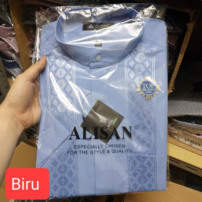 Baju Koko Alisan lengan pendek original ukuran 15,5 (L) - Biru