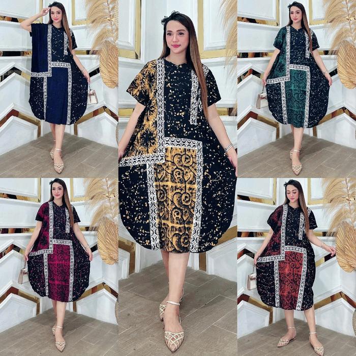 Daster Lowo Malaman Cap Asli Pekalongan.jumbo LD 140 Panjang120 Bumil Busui Resleting. Bahan Rayon P