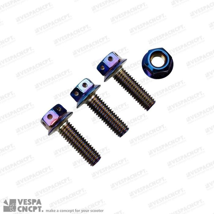 Baut Mur Stainless Bracket Knalpot Racing Blue Vespa Sprint Primavera Lx S Gts