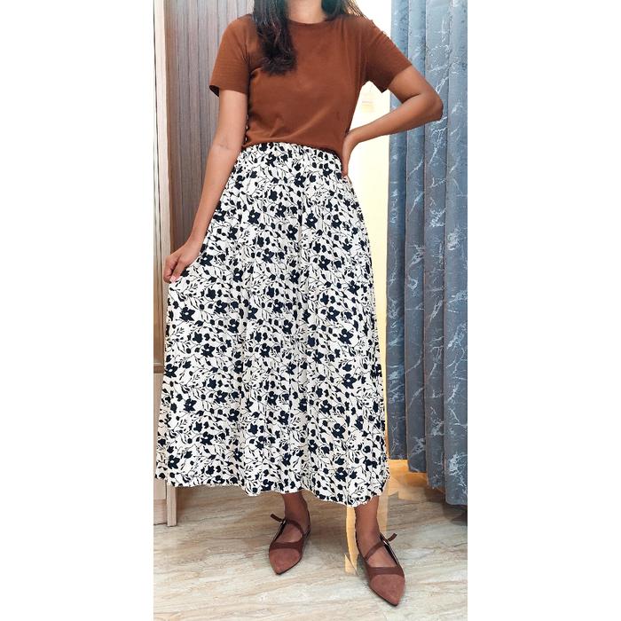Rok Skrit Bunga Asoka |Rok Plisket Motif bunga | Rok Bunga Asoka