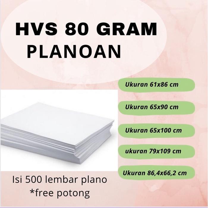 HVS 80 gram plano isi 500 lembar (free packing bubble/karung)