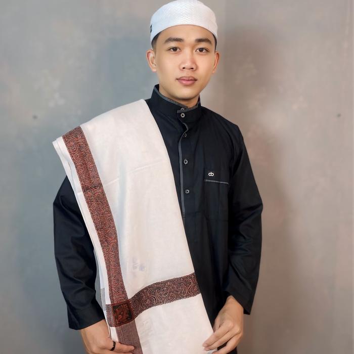 SORBAN KASHMIRI PUTIH HIJAU POLOS JUMBO ORIGINAL