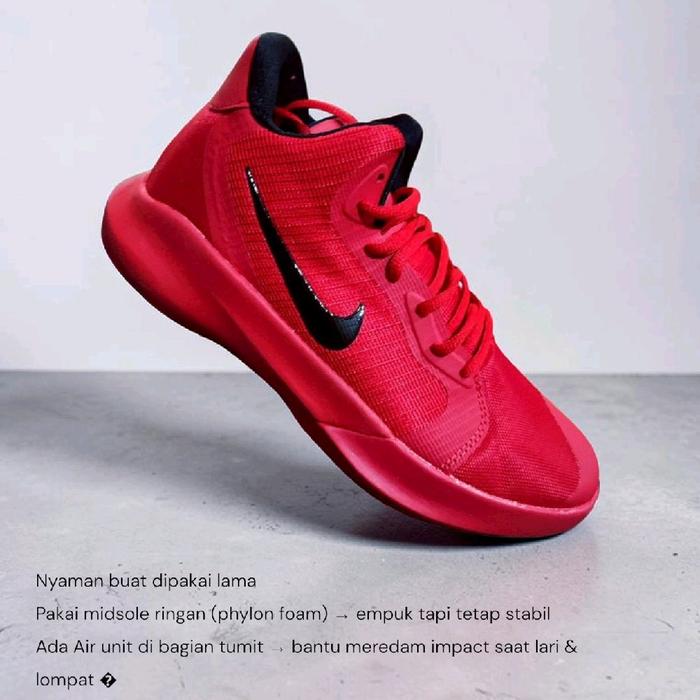 Nike Precision 3 Merah Hitam Sepatu Basket & Casual Nyaman Ringan Air Cushion