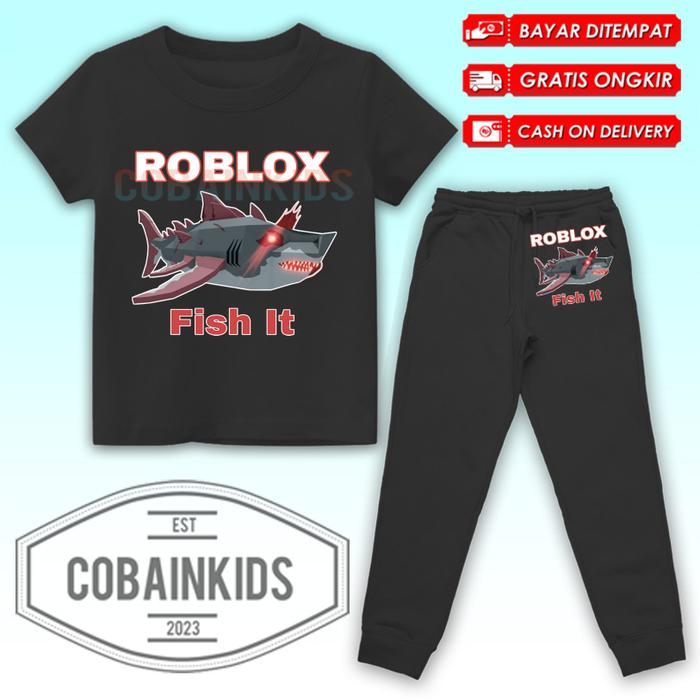 (BISA COD) Setelan Fashion Anak Karakter ROBLOX FISH IT  - Baju dan Celana Jogger anak ROBLOX FISH I
