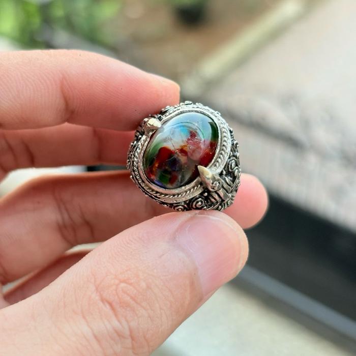 Cincin Batu pancawarna Ring antik Mewah elegan