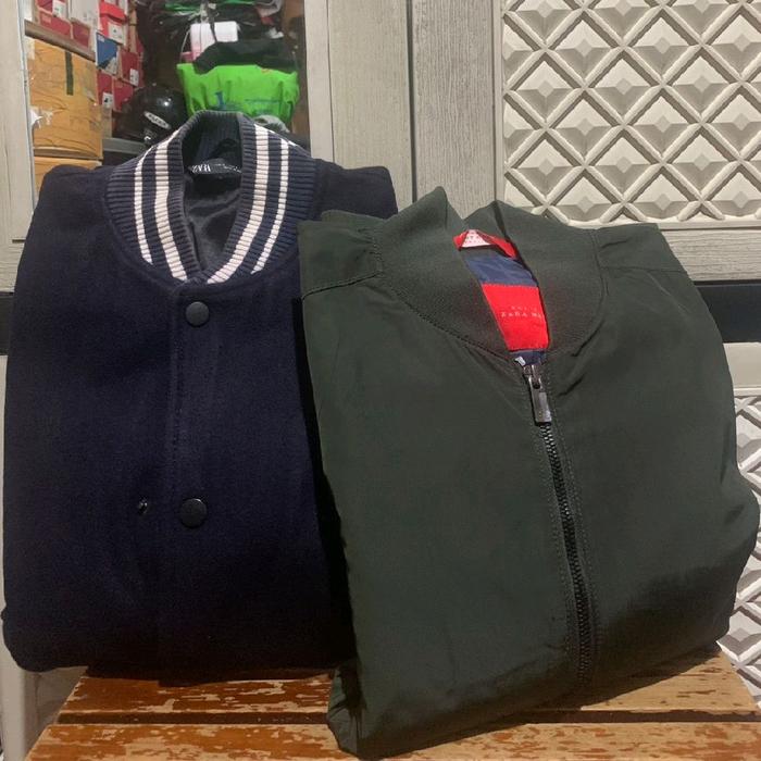ORIGINAL JACKET BOMBER WOOL ZARA ZIPPER PARASUTE GREEN OLIVE STRAP