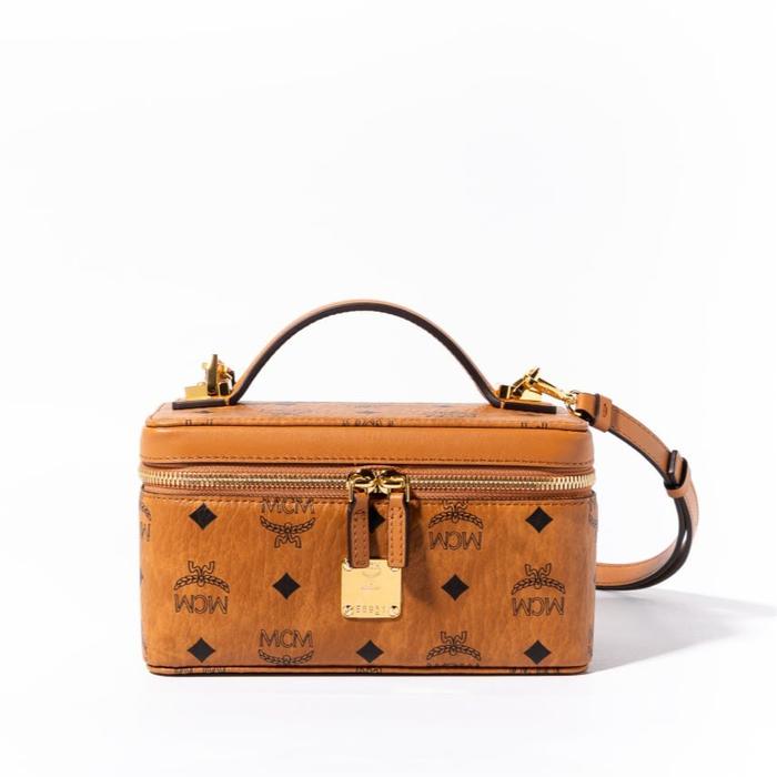 MCM Mini rockstar vanity case visetos  Cognac