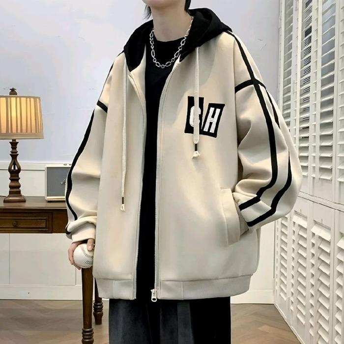 Jaketin Aja ( S - XXXXXL 6XL ) Zip Up Hoodie Big Size R H RH SIMPLE Jaket Varsity Mix Kombinasi Kore