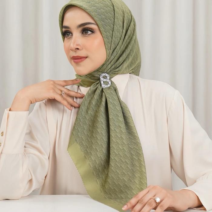 Leena Monogram voal Square scarf jilbab Buttonscarves