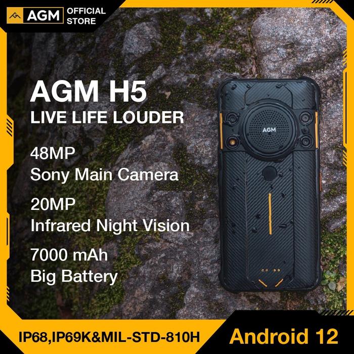 AGM H5 6+128G Rugged Smartphone Large Capacity 7000MAH IP68/IP69K Cell Phone 3.5W Loud Speaker Night