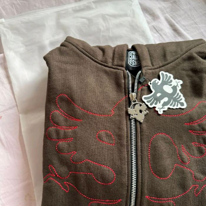 CALEE X SNSB BROWN ZIP HOODIE