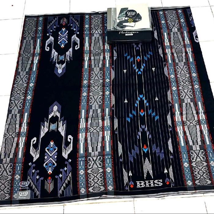SGL Silver Sutra 50 - Kain Sutra Hitam dengan Motif Etnik dan Logo BHS - Kualitas Terbaik