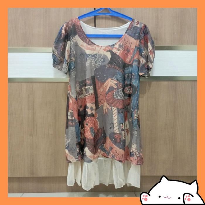 blus bekas wanita dewasa atasan panjang sifon ada furing preloved