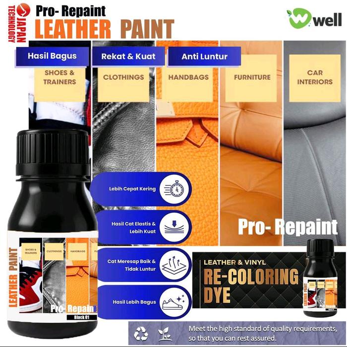Cat Sepatu Tas Kulit Sintetik Leather Paint Pro Repaint Cat Perbaikan Jok Bangku Sofa Mobil Bahan Ku