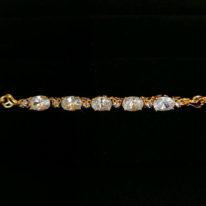 XUPING Gelang Warna Emas Gold Permata Putih 5 Mata Chain Rantai Imitasi
