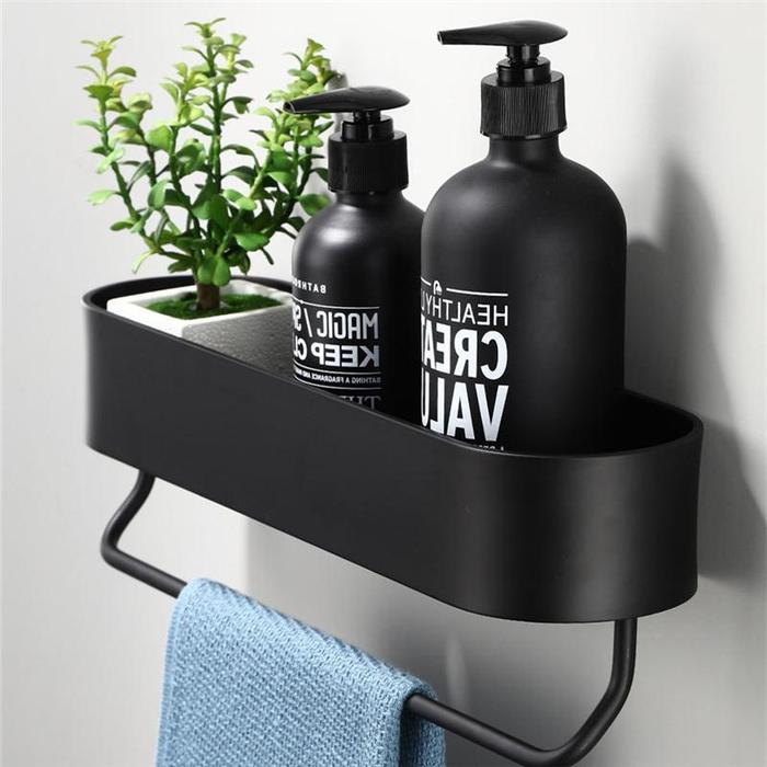 Space Aluminum Black Bathroom Shelves Kitchen Wall Shelf Shower