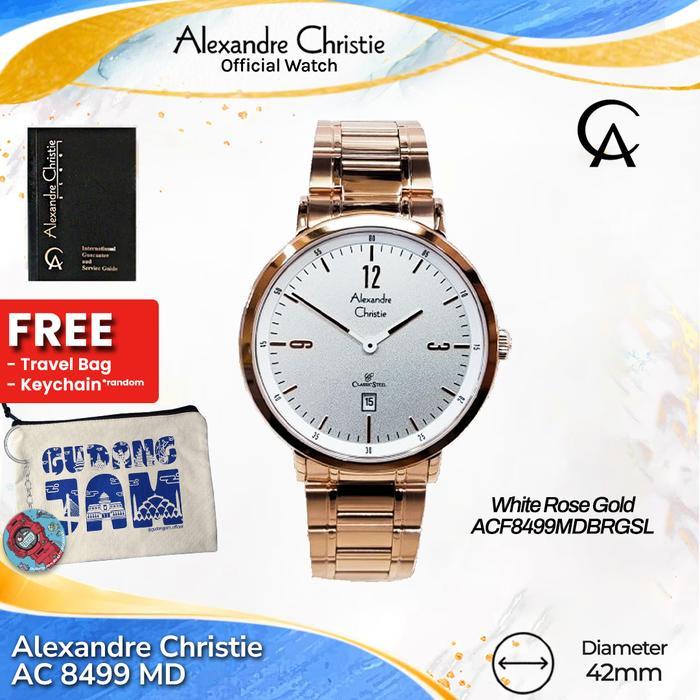 Alexandre Christie Pria Ac 8499 Md Ac 8499 Ac8499Md White Rose Gold Watches
