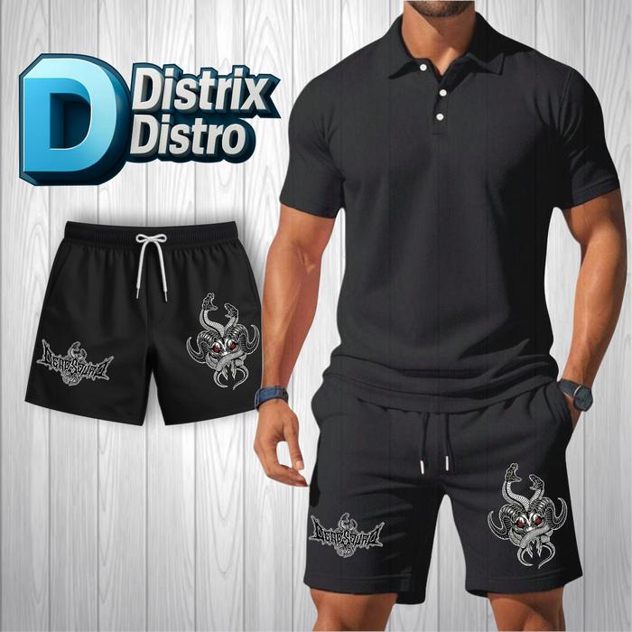 DISTRIX DISTRO Celana pendek BOARDSHOT DEADSQUAD celana band metal plece premium hitam casual Shorts
