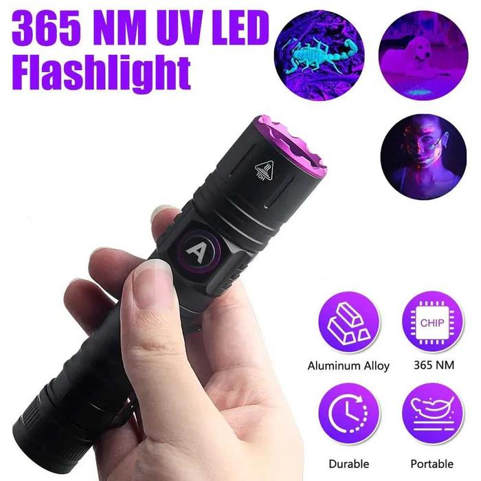 Cahayastore - Senter UV Rechargeable | Flashlight 365nm | Lampu Ultraviolet