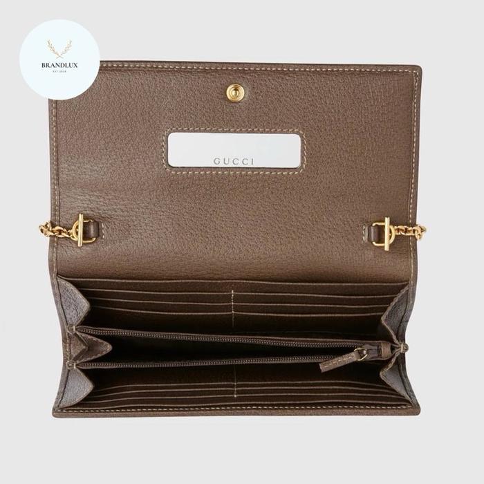 GUCCI OPHIDIA CHAIN WALLET IN BEIGE