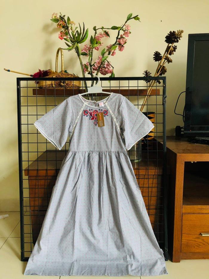 Fashion Muslim Gamis Bordel Bunga Salur Abu Birdie Boom