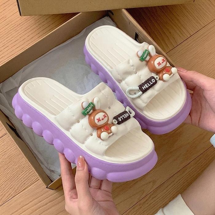 BB SANDAL MALL Sandal Platform Teddy Bear Hello Sweet Bear Hello Rabbit Empuk Anti Slip Sole Bubble