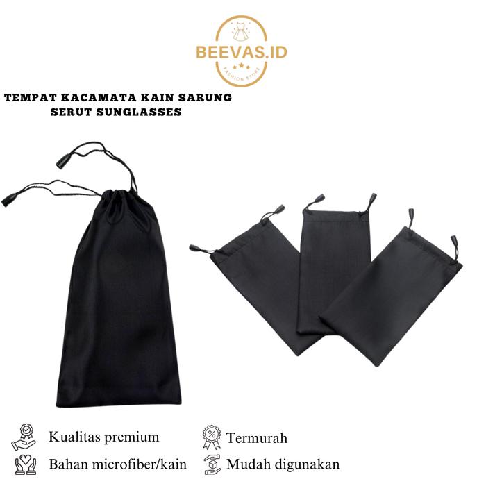Beevas.id PK1769 Tempat Kacamata kain Sarung Kaca Mata Pouch Serut Sunglasses Bag Kantong Merah