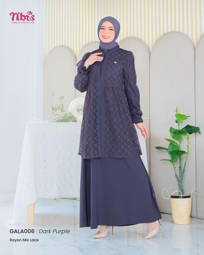 NIBRAS GALA 006 GAMIS BROKAT MODEL KEKINIAN GAMIS LEBARAN GAMIS SIMPLE NIBRASSYARI GALA 006