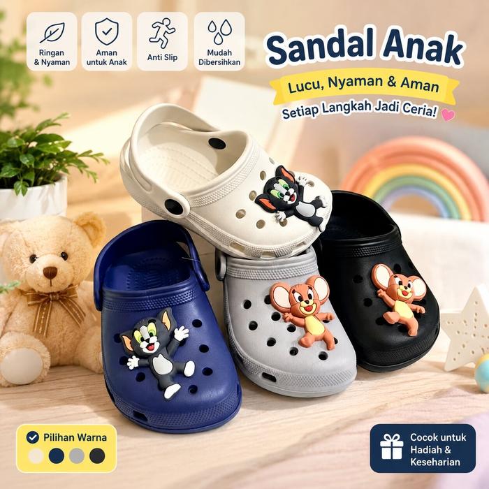 Sandal Selop Anak Karakter Tom&Jerry Sandal Baim Anti Slip Anti Air Ringan Nyaman S251TJ