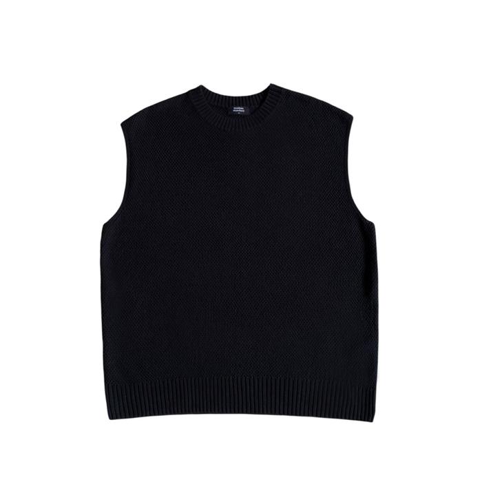 Musinsa Standard cotton blend knitted vest black knit knitwear rompi rajut