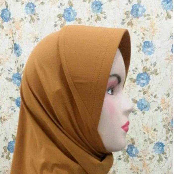 Inner Jilbab/Bergo pendek/bergo mini/anak kerudung/Jilbab Coklat Kayu   Hijab Instan ,Dalaman Jilbab