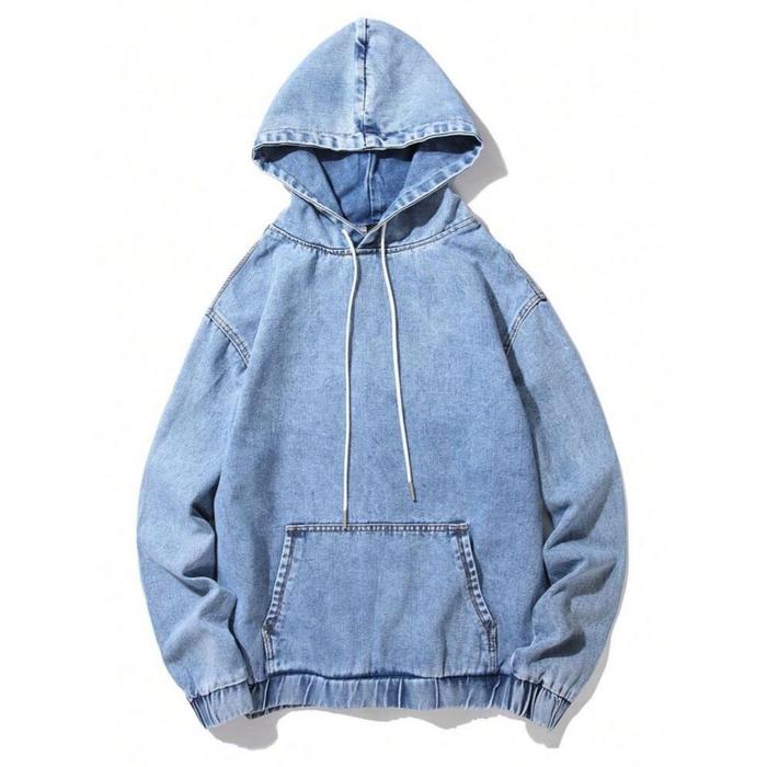 Jaket Hodie Bahan Jeans Denim Varian Warna Blue sanwans & Black Sanwas Nyaman Panjang Top Pria Wanit