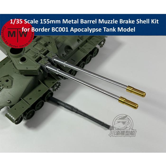 1/35 155mm Metal Barrel with Muzzle Brake Shell Kit for Border BC001