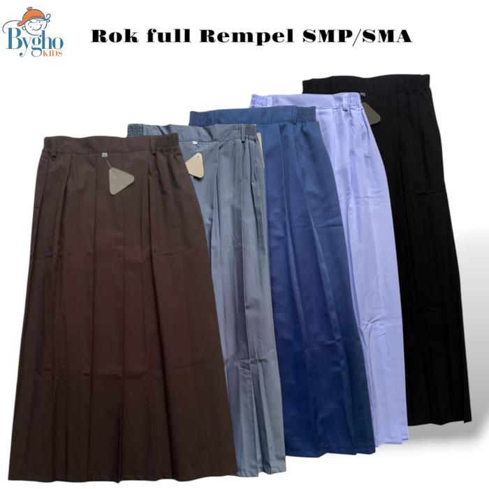 ByGho_Kids Rok Rempel SMP SMA Seragam Sekolah Rok Lipit Bahan Optima Element Bawawah Rok Anak Peremp