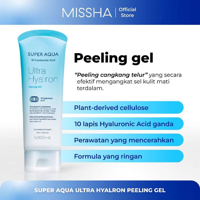 MISSHA SUPER AQUA ULTRA HYALRON PEELING GEL (100ml) exfoliating wajah sel kulit mati peeling