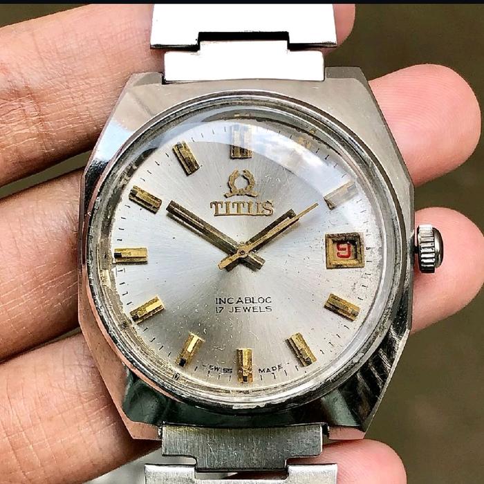 Titus Jam Tangan Swiss Manual Winding Incabloc 17 Jewels Klasik