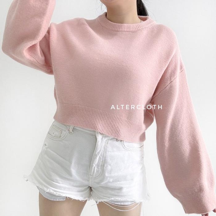 ◤Promo◢ Alter.Cloth - Tullo Crop Sweatshirt | Atasan Wanita Lengan Panjang Longsleeve Sweater Korea 