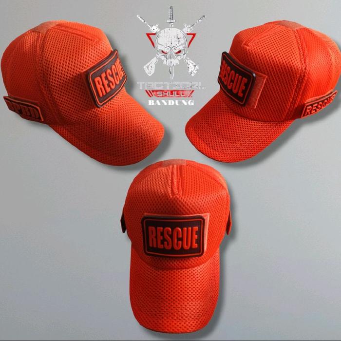 topi jaring doubelmes res lcue orange satu set patch rubber bpbd rescue Karet