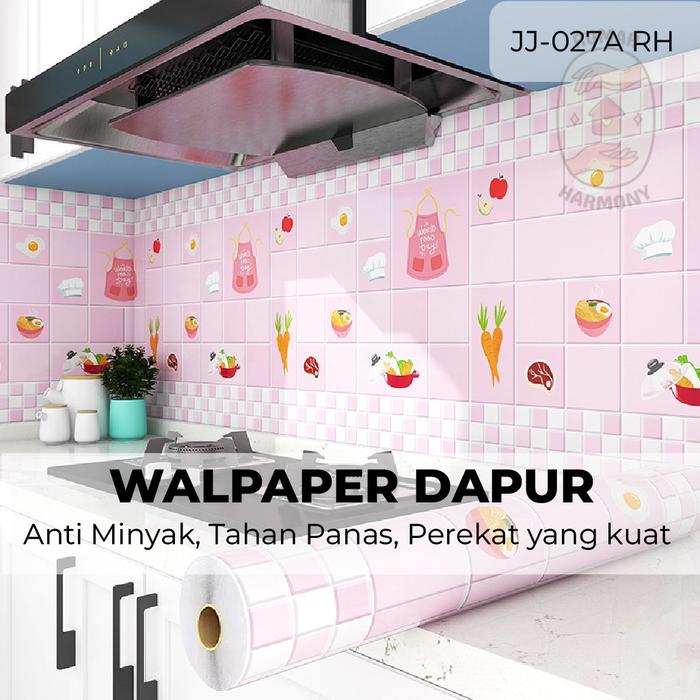 Stiker Wallpaper Dinding 60cm x 3m Ruang Dapur Anti Minyak/Air/Tahan Suhu Panas /Vynil 027A-RH
