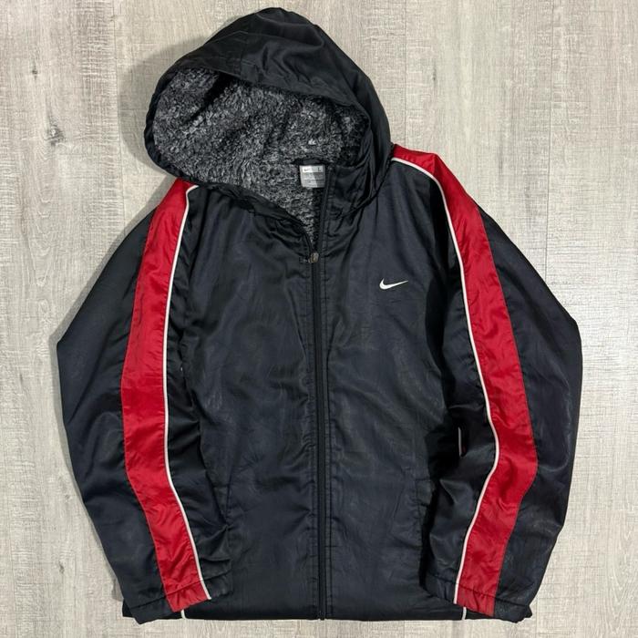 Y2k nike sherpa long jacket black