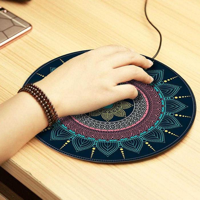 ( RRS STORE ) Mousepad bulat motif batik Comfast Mouse Pad Bulat Anti Slip Vintage Bohemian 200mm -