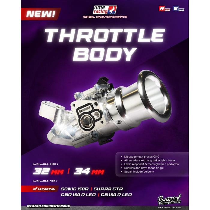 THROTTLE BODY SONIC 150 SUPRA GTR CBR150 LED CB150 LED 32MM 34MM UMA RACING MALAYSIA TB TROTEL BODI